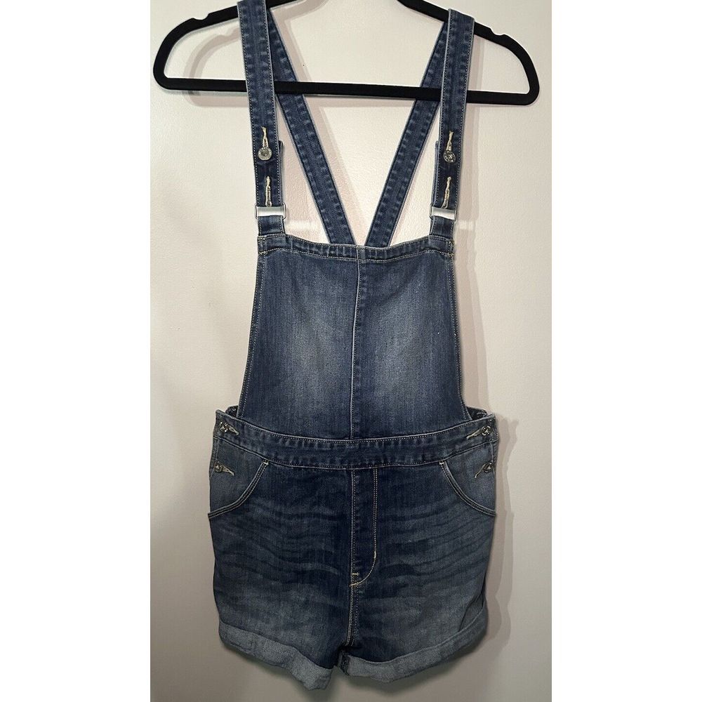 Levi's Denizen Stretch Jean Shortall Short Overalls Size M Medium Dark Wash